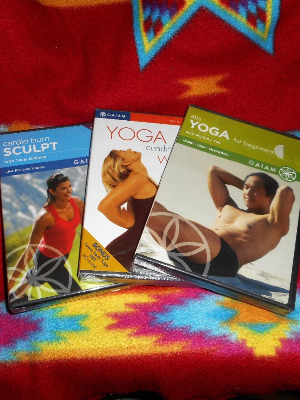 Lot of 3 Assorted GAIAM Yoga + Fitness DVDs by Rodney Yee, Suzanne Deason - New!